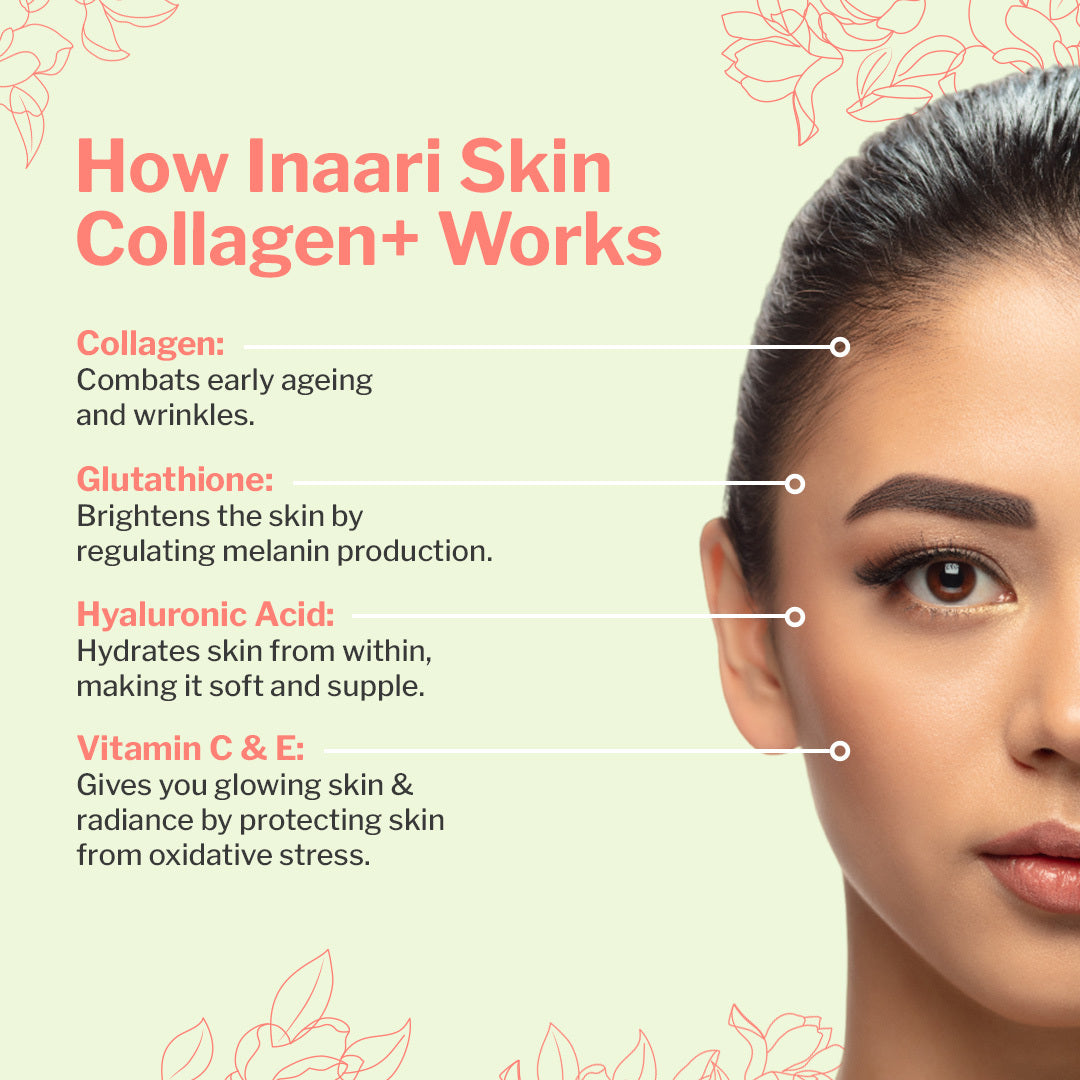 Inaari Skin Collagen Plus Powder | Glutathione, Vitamin C & E| Lime | 200gm