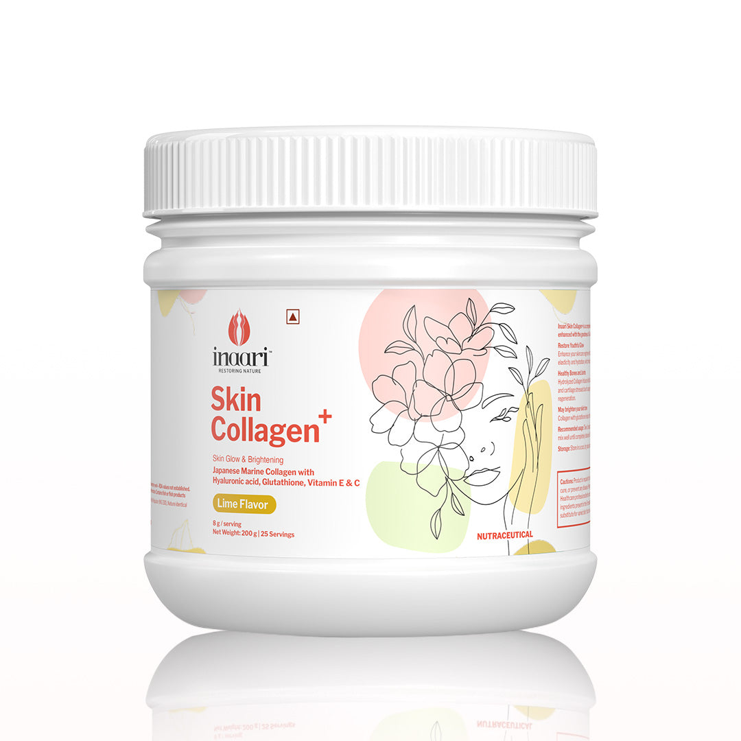 Inaari Skin Collagen Plus Powder | Glutathione, Vitamin C & E| Lime | 200gm