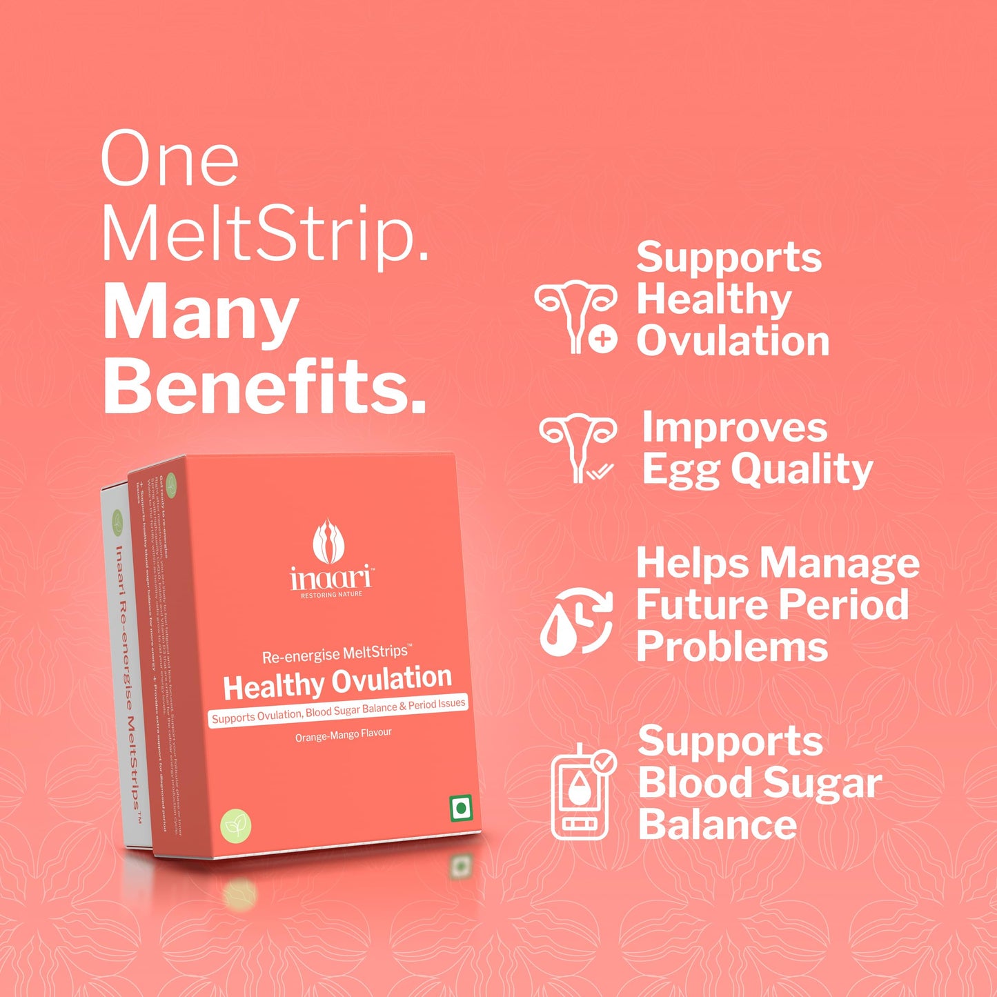 Inaari Reenergise MeltStrips Natural Formulation to boost Ovulation for Women (30 MeltStrips)